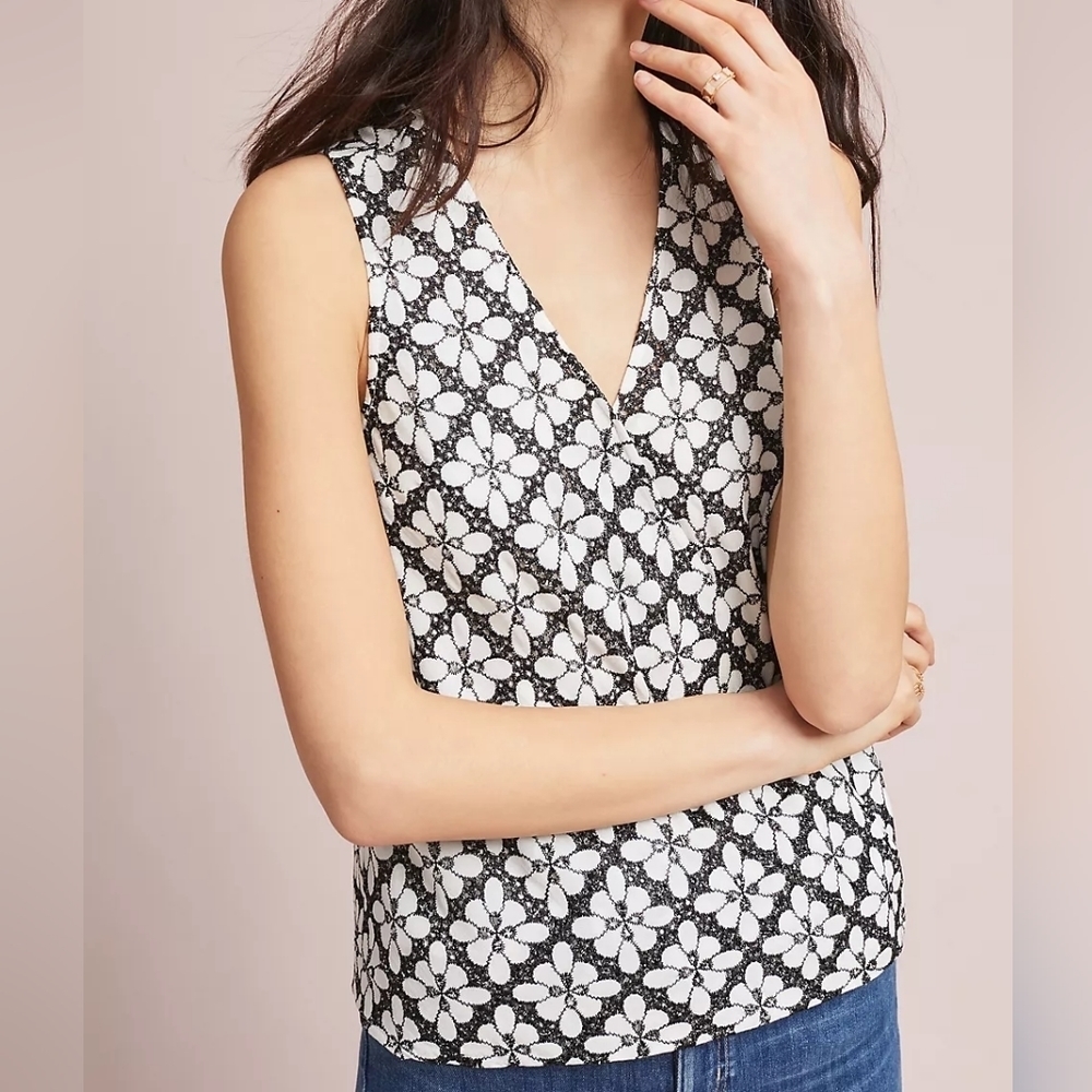 ANTHROPOLOGIE Maeve "Coralie": 70's Style Geometric Patterned Top - Size 8